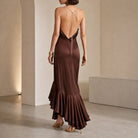 Brown Amen midi dress open back detail, close-up back by Amen