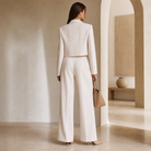 Stone beige blazer suit set back view showing structured silhouette by Lord & Taylor Heritage