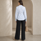 Lord & Taylor Heritage Cotton Wrap Blouse, Powder Blue — back view