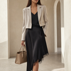 Lord & Taylor Heritage Midi Skirt, Black Satin with Lace — front detail