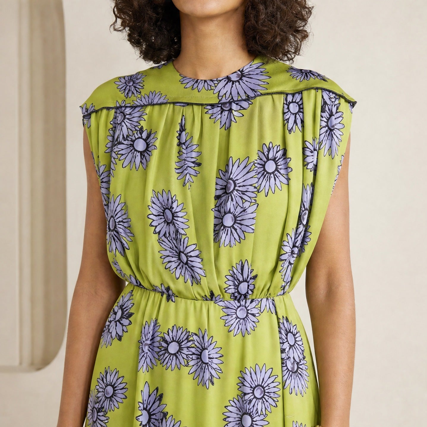 Lanvin dress draped shoulder detail, close-up front