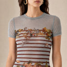 Jean Paul Gaultier marinière mesh dress, close-up front detail of print