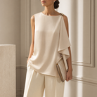 Beige dress front construction detail by Lord & Taylor Heritage