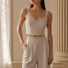 Stone beige coordinated set front detail by Lord & Taylor Heritage