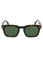 Havana acetate square sunglasses by Tom Ford, temple detail