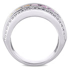 Sterling silver multicolor sapphire ring with high polish finish, detail view by Lord & Taylor