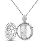 Sterling silver diamond locket pendant necklace by Lord & Taylor, back view