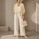 No lock on zipper Lord & Taylor Heritage Bomber Jacket, Yellow — on model, full length