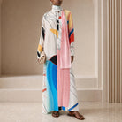 Multicolor printed silk maxi dress by F.R.S FOR RESTLESS SLEEPERS, full body front view