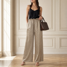 Mink wide-leg trousers with paperbag waist by Lord & Taylor Heritage, full-length front view