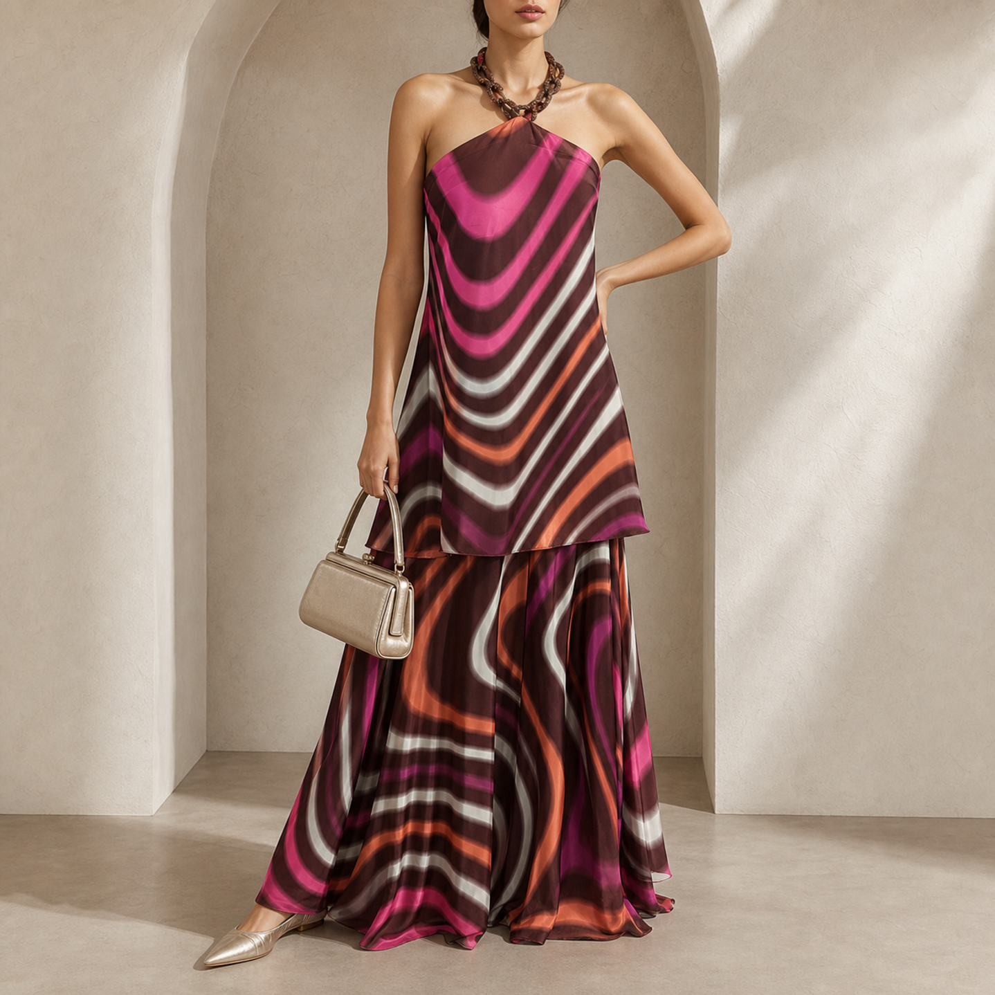 NEED HANNAH TO WEAR THIS 58139-Fuchsia — on model, full length