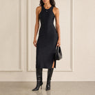 Black Coperni technical fabric midi dress, full body front view