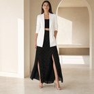 Lord & Taylor Heritage Longline Blazer, White — on model, full length