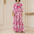 Samantha Sung Eva floral maxi dress, full-length view on model