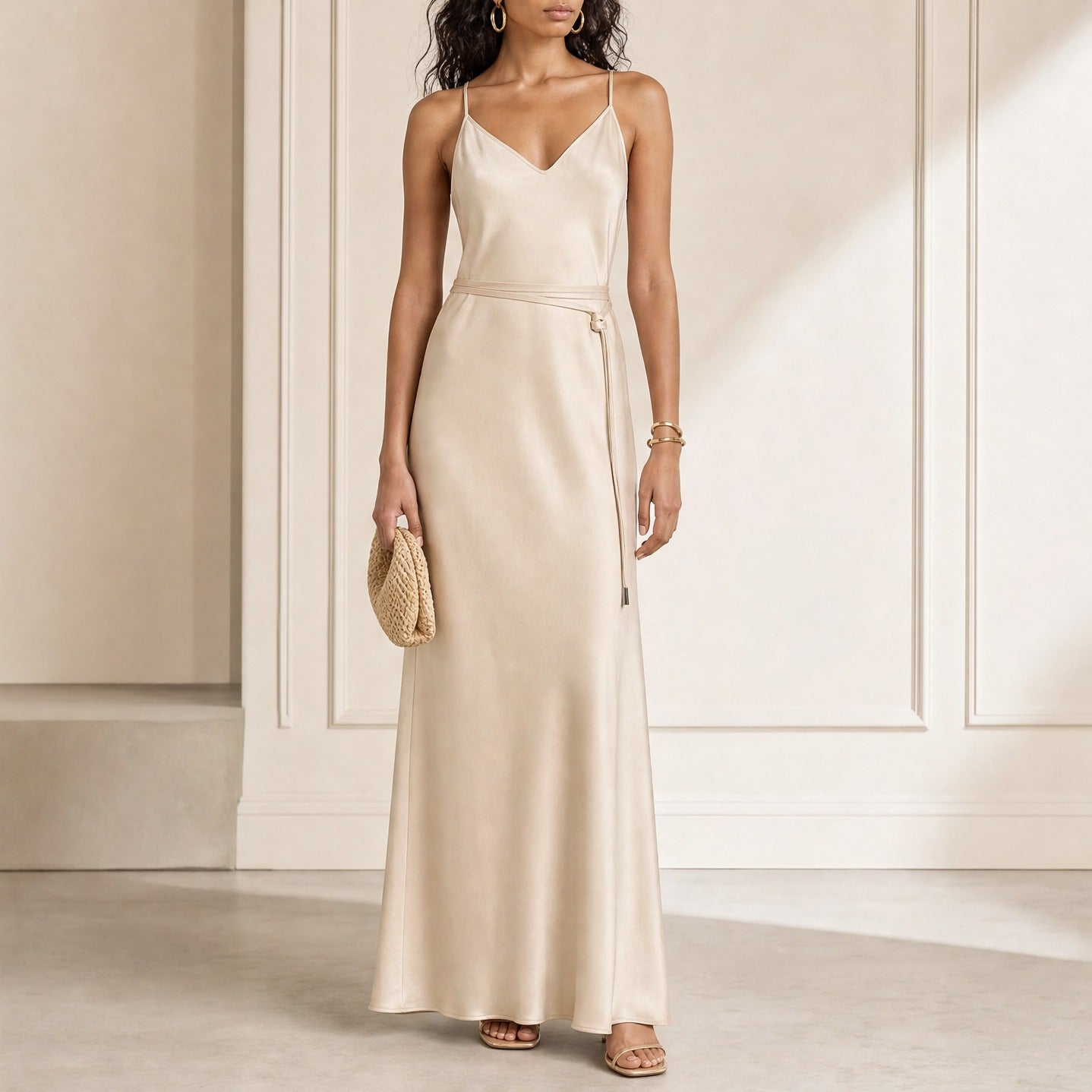 Off-white Antonelli sleeveless midi dress, full-length front view
