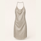 Beige beaded fringe mini dress flat lay by Lord & Taylor Heritage