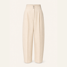 No belt loop line in front Lord & Taylor Heritage Barrel-Leg Trousers, Cream — product shot