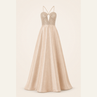 Lord & Taylor Heritage champagne A-line ball gown, flat product view