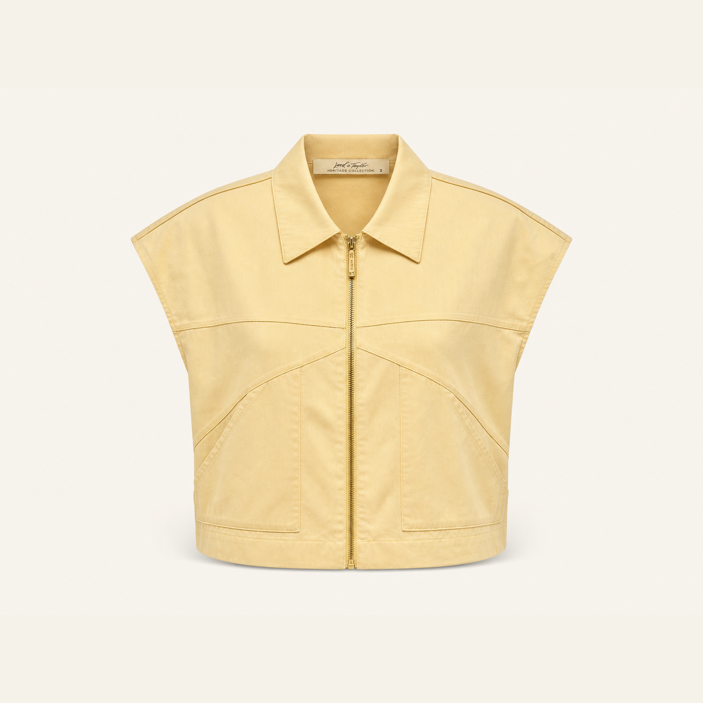 Yellow utility top flat lay product shot by Lord & Taylor Heritage