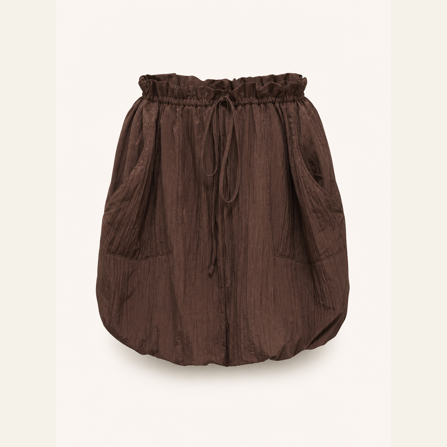 Chocolate brown Lord & Taylor Heritage mini skirt with patch pockets, flat product shot