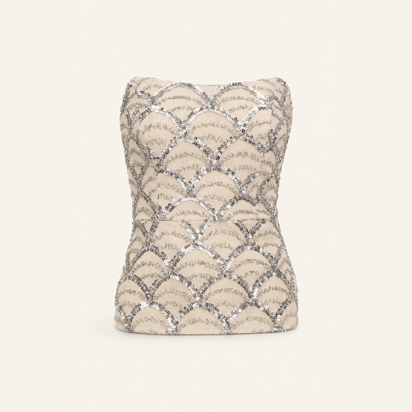 Lord & Taylor Heritage Sequin Bustier Top, Champagne Beige — product shot