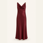 Lord & Taylor Heritage Satin Slip Dress, Burgundy Cowl-Neck — product shot