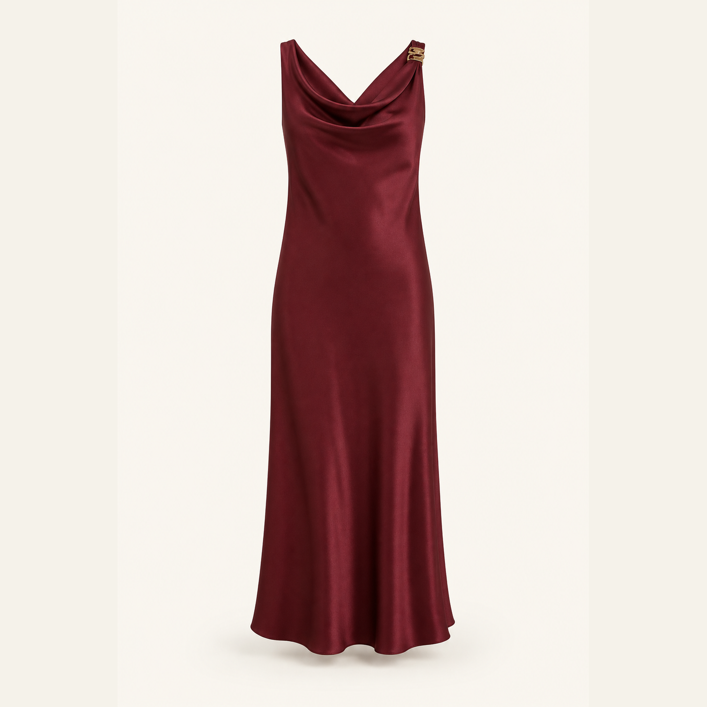 Lord & Taylor Heritage Satin Slip Dress, Burgundy Cowl-Neck — product shot