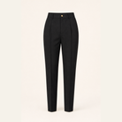 Black slim tapered trousers flat lay product shot by Lord & Taylor Heritage