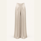 Champagne satin wide-leg trousers flat lay product shot by Lord & Taylor Heritage