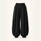 Black high-waisted balloon-hem trousers, full product view by Lord & Taylor Heritage