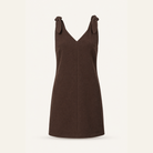 Chocolate brown sleeveless shift dress flat lay by Lord & Taylor Heritage