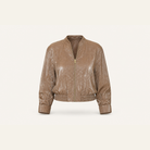 Lord & Taylor Heritage Bomber Jacket, Taupe Metallic Satin — product shot
