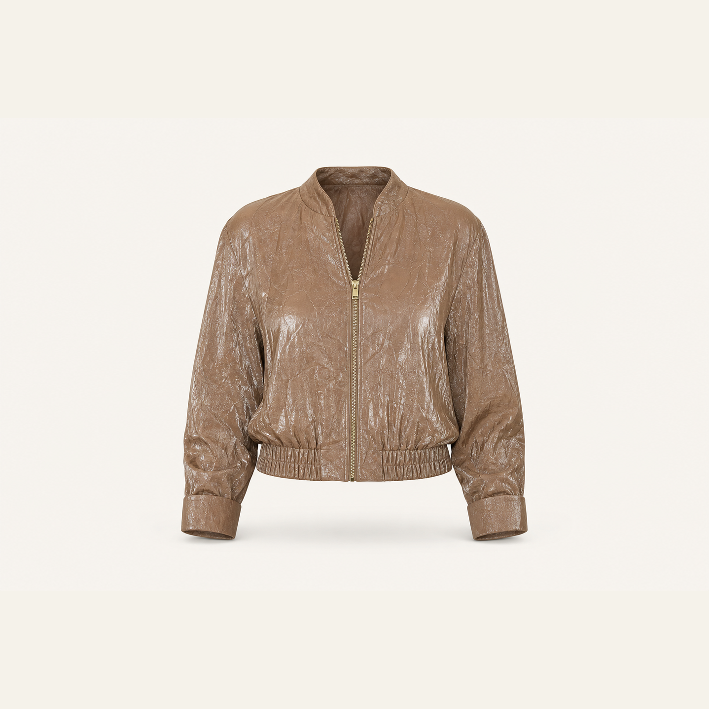 Lord & Taylor Heritage Bomber Jacket, Taupe Metallic Satin — product shot