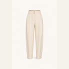 Cream high-waisted trousers flat lay product shot by Lord & Taylor Heritage