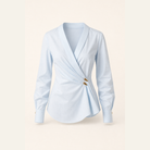 Lord & Taylor Heritage Cotton Wrap Blouse, Powder Blue — product shot