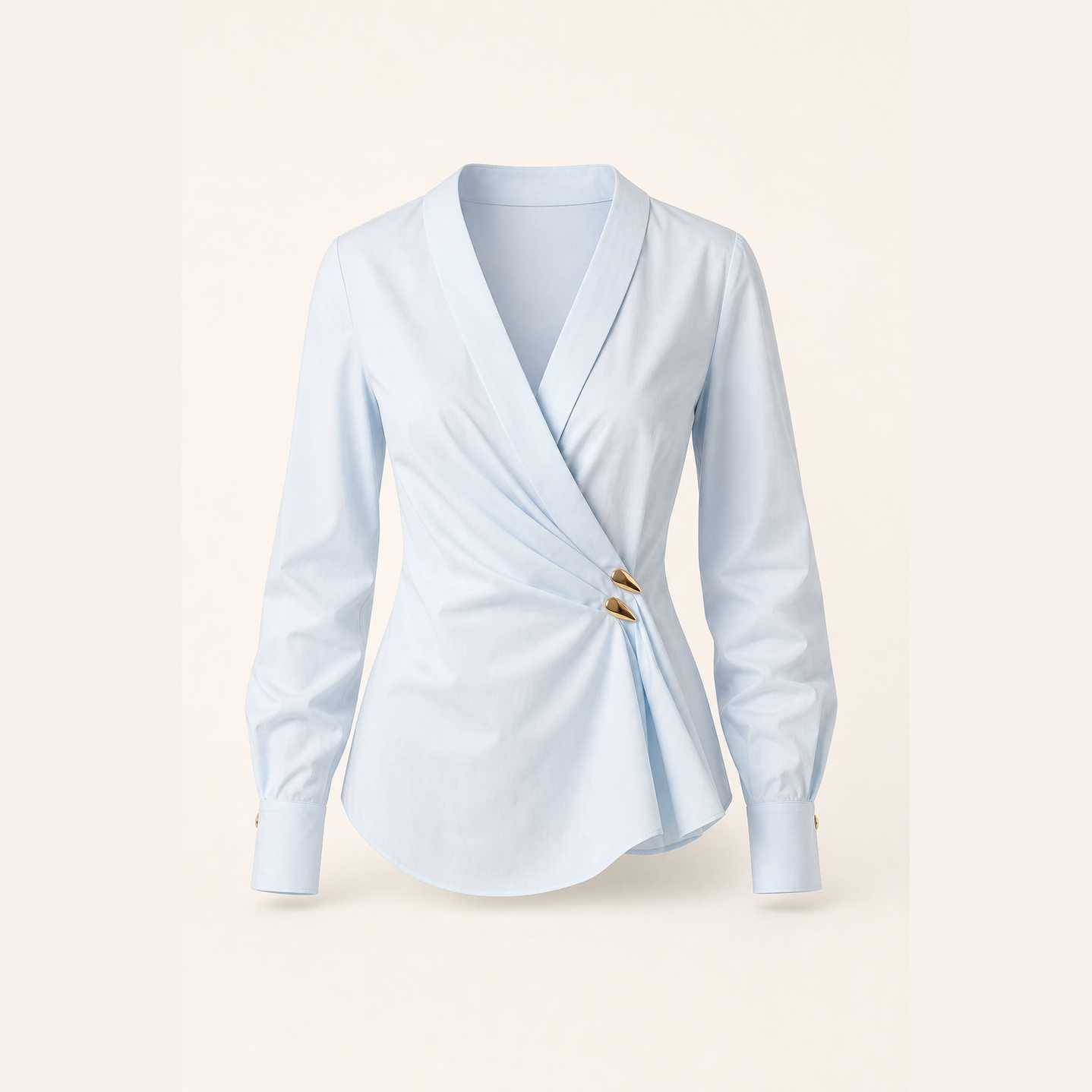Lord & Taylor Heritage Cotton Wrap Blouse, Powder Blue — product shot