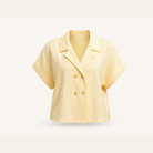 Buttercup yellow camp shirt by Lord & Taylor Heritage, flat product shot