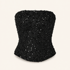 Lord & Taylor Heritage Embellished Bustier Top, Black — product shot