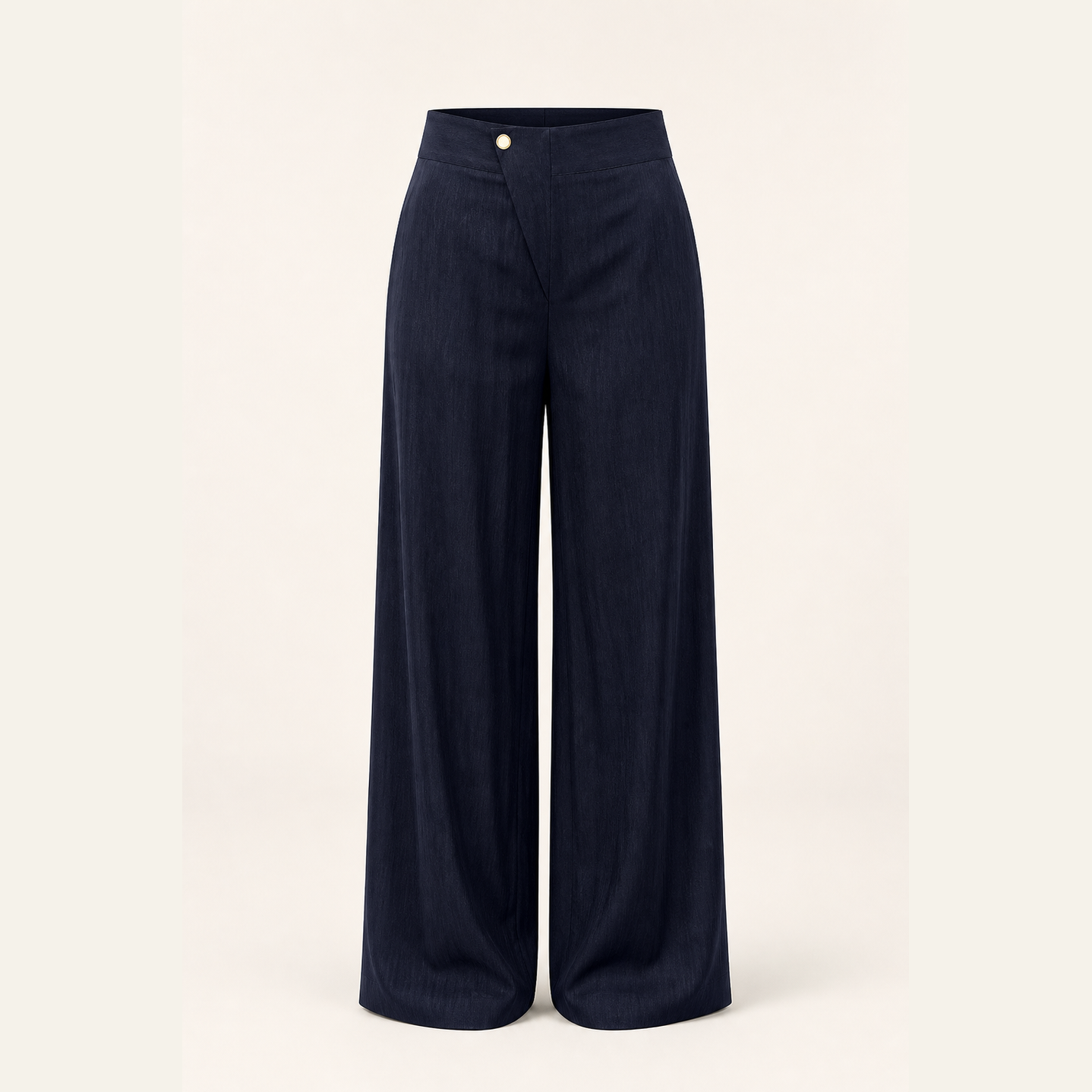 Navy wide-leg trousers flat lay product shot by Lord & Taylor Heritage