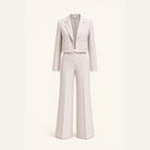 Stone beige cropped blazer and wide-leg trouser set flat lay by Lord & Taylor Heritage