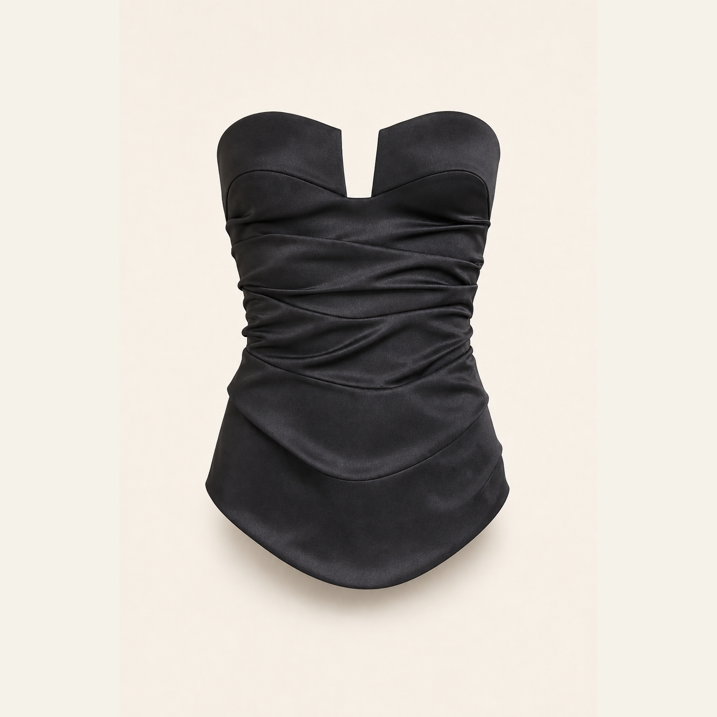 Lord & Taylor Heritage Satin Bustier Top, Black — product shot