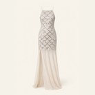 Lord & Taylor Heritage ecru sequin maxi dress, flat product shot
