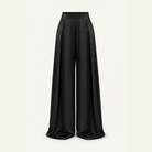 Black high-waisted palazzo trousers with ultra-wide leg by Lord & Taylor Heritage, flat lay
