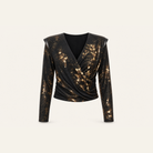Lord & Taylor Heritage Wrap Top, Metallic Snake Print — product shot