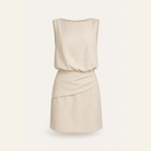Stone crepe blouson mini dress flat lay product shot by Lord & Taylor Heritage