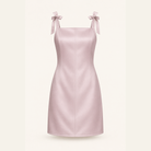 Powder pink satin A-line mini dress, flat product shot by Lord & Taylor Heritage