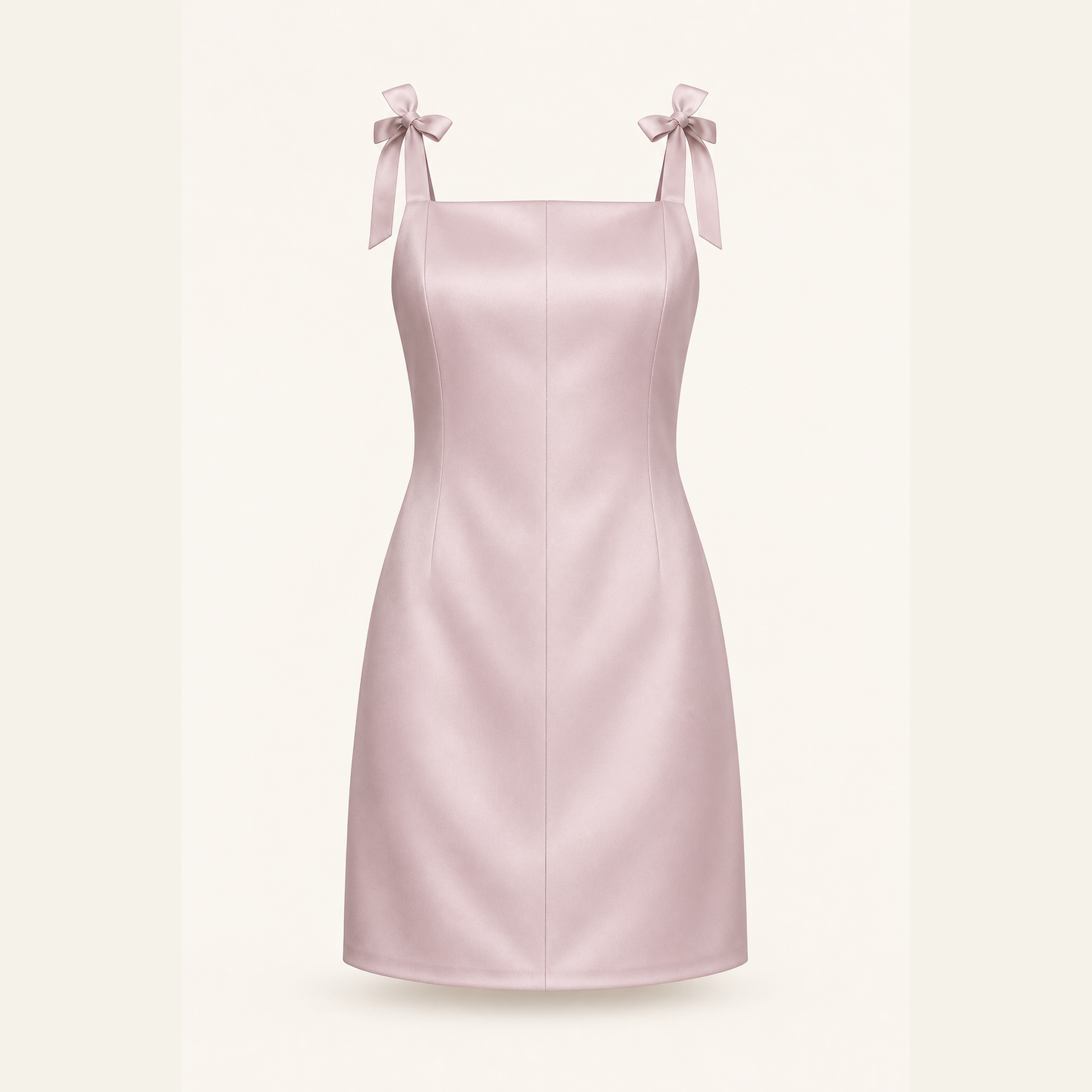 Powder pink satin A-line mini dress, flat product shot by Lord & Taylor Heritage