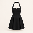 Lord & Taylor Heritage Halter Mini Dress, Black Fit-and-Flare — product shot