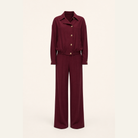 Burgundy bomber jacket with elasticated hem, flat product shot by Lord & Taylor Heritage