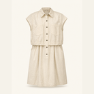 Natural cream linen-blend midi shirt dress with A-line skirt by Lord & Taylor Heritage